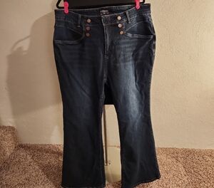 BloomChic Navy Flare Jeans Size 20 Button Accents